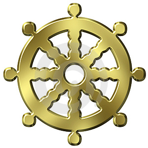 Buddhism image of a wagon wheel with spokes